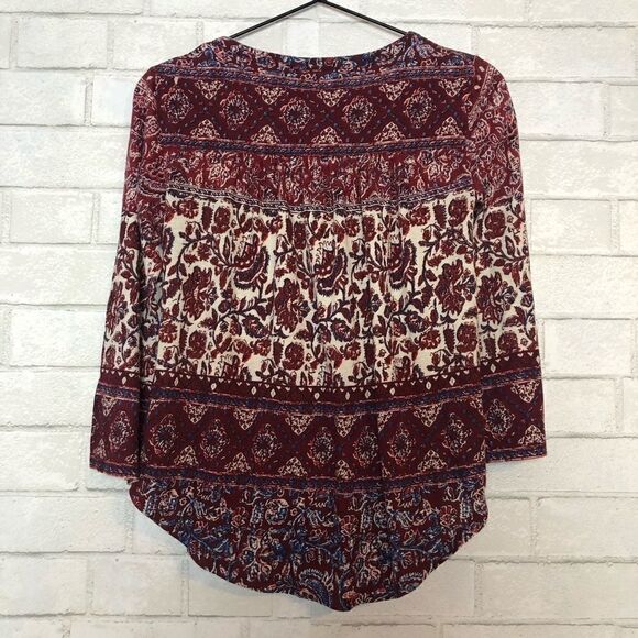 Lucky Brand Boho 3/4 Sleeve Peasant Top XS - Picture 3 of 6